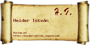 Heider István névjegykártya